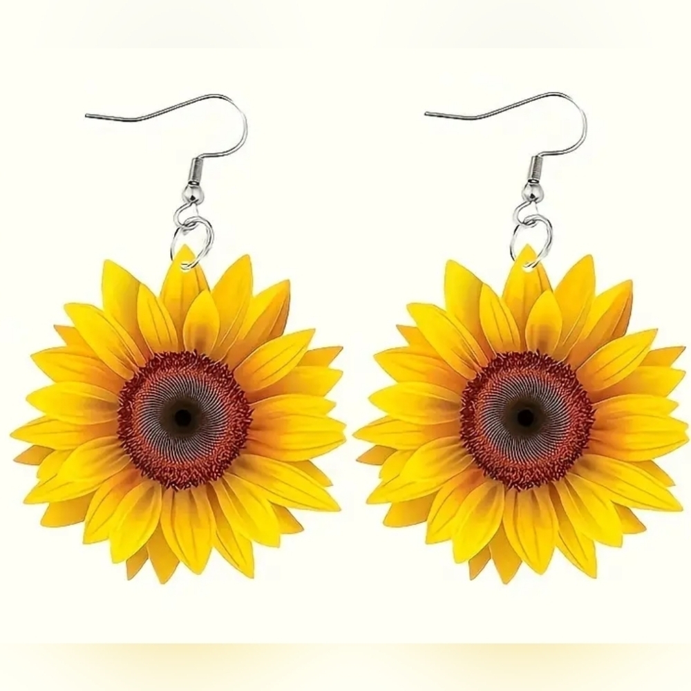 New sunflower women's 2d acrylic country design fashion earrings boho